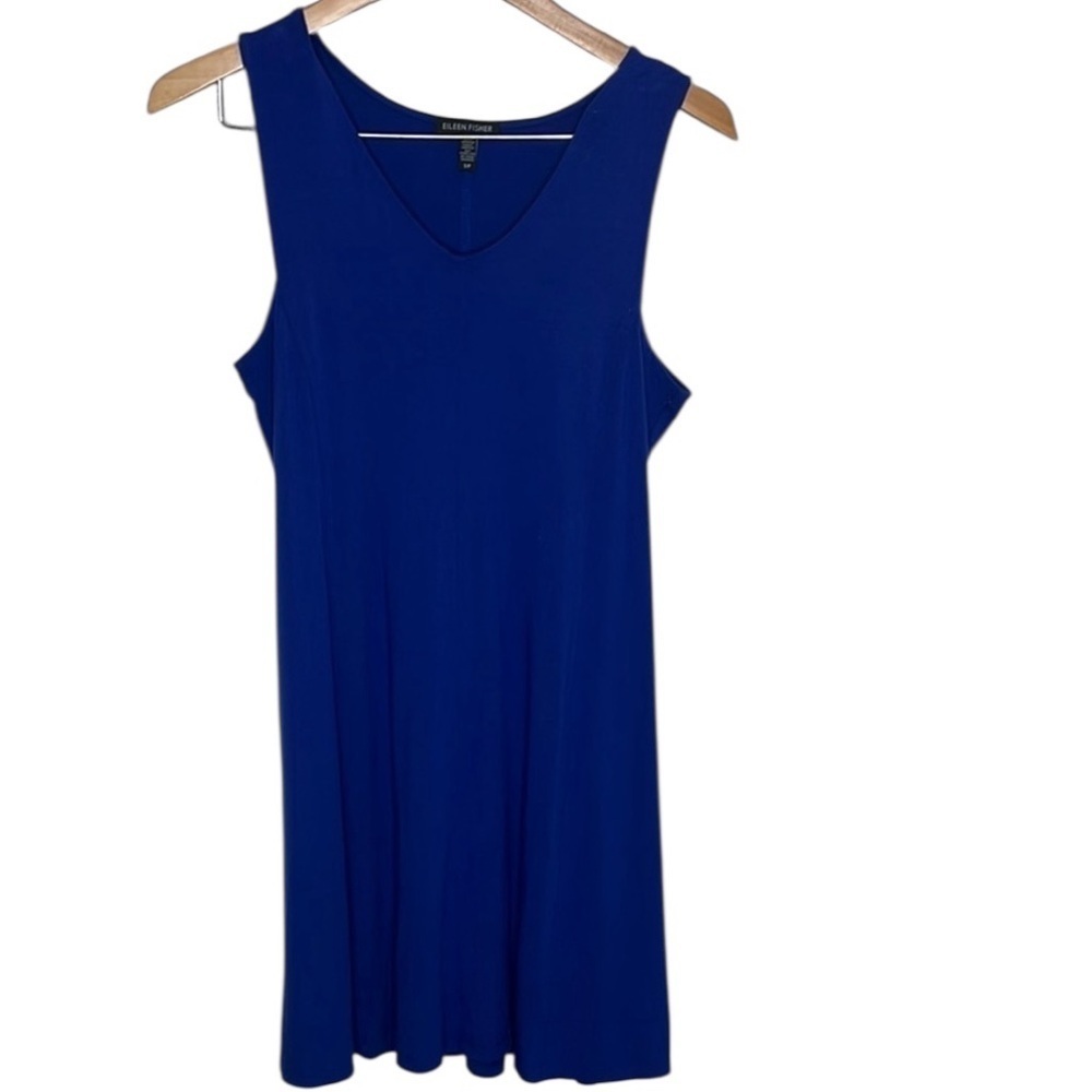 Eileen Fisher Blue Tank Casual V-Neck Dress Women Size Small